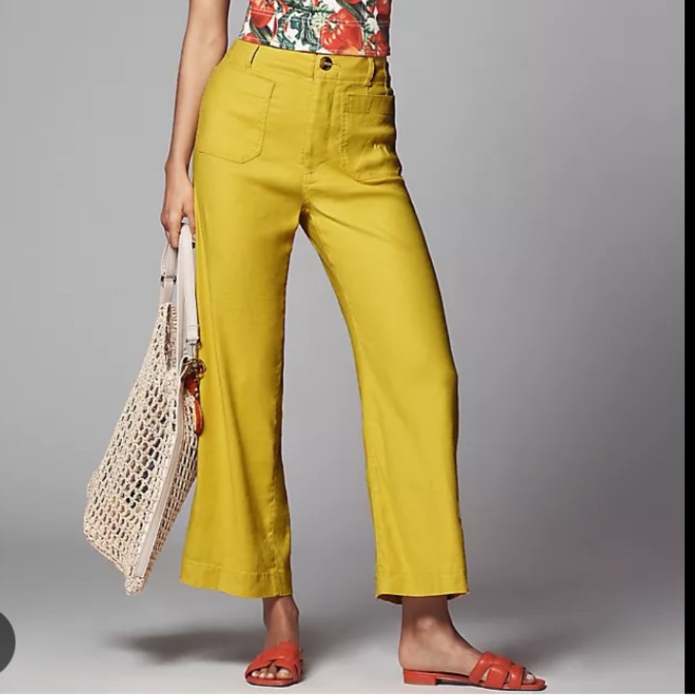 Anthropologie Meave The Colette Linen Blend Crop Wide-Leg Pants